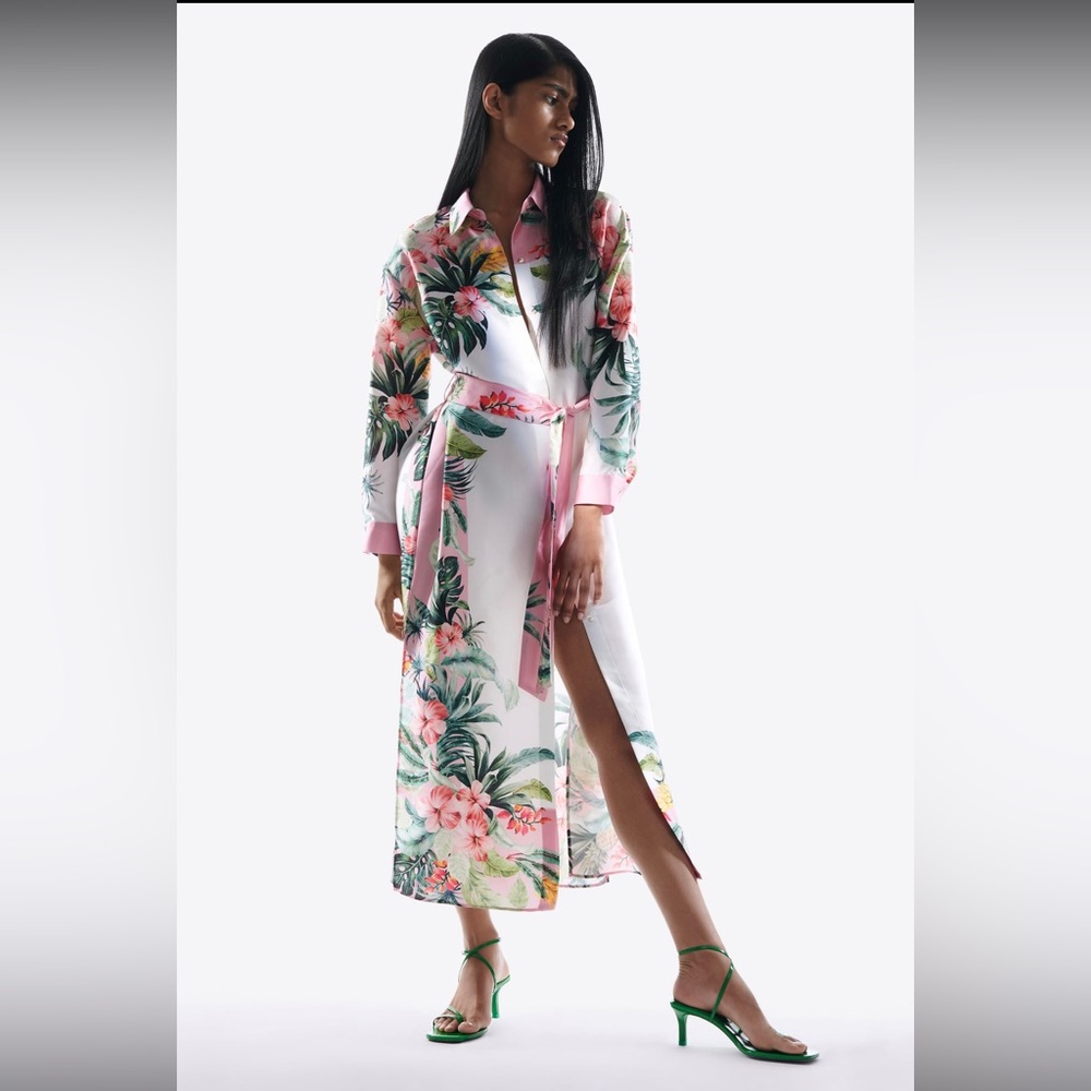 Tropical shirt dress